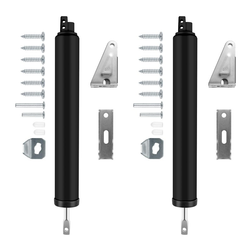 OXDFK 2 PCS Screen and Storm Door Closer Kit, Heavy Duty Pneumatic Screen and Storm Door Closer, Screen and Storm Door Push Button Latch Set Replacement Kit, Adjust Smooth Closing Speed (Black) - Image 1